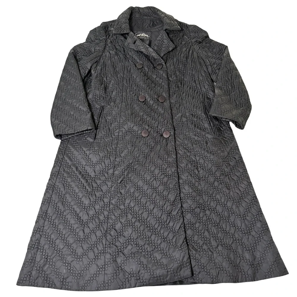 Vintage Engel-Fetzer Cleveland Quilted Chevron Double Breasted Coat Black